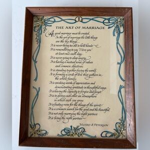 Art The Art of Marriage' Poem Frame Decor - Calligraphy & Hand painted border .